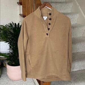 J. Crew Camel Fleece Sherpa Button-Up Pop Over Sweater